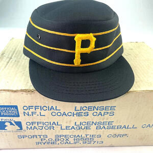Vintage Pittsburgh Pirates Hat Cap Youth 2-4 Black MLB Baseball Pillbox 70s 80s